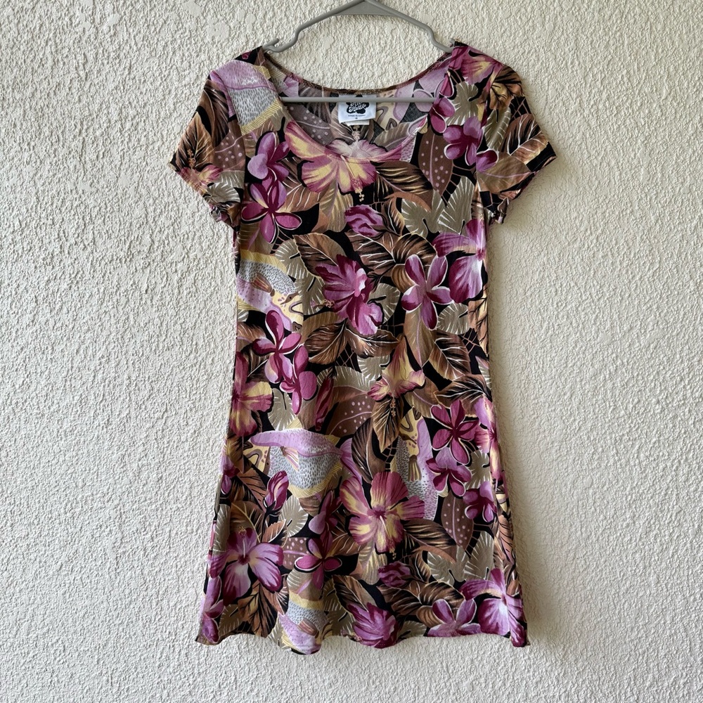 Vintage Hilo Hattie Made in Hawaii Dress Sz Sm Fish Hibiscus Floral Luau Tiki